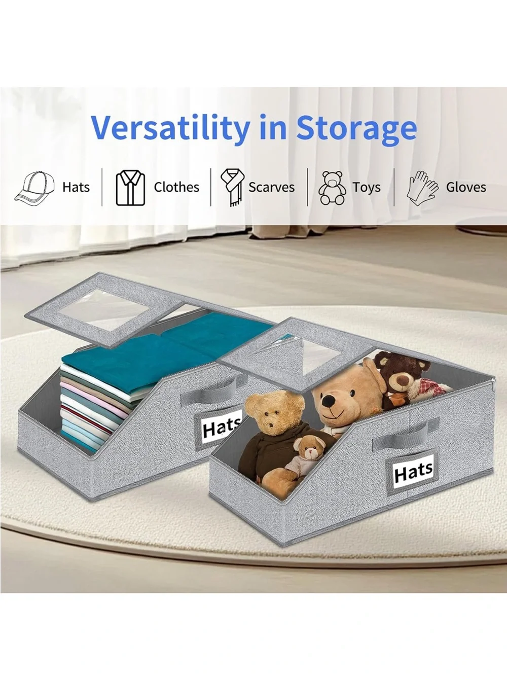 New Open Box Hat Organizer for Baseball Caps - 2PCS Stackable Storage with Clear